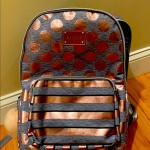 Gray rose gold back pack